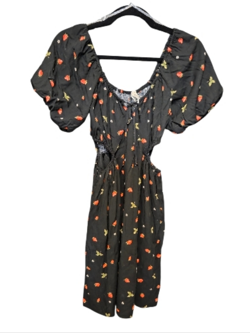 Black Dress with Strawberry Accents